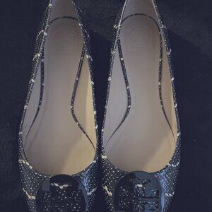 Tory Burch Reva Women's Ballet Cobra Print Black Shoes: Size 9M